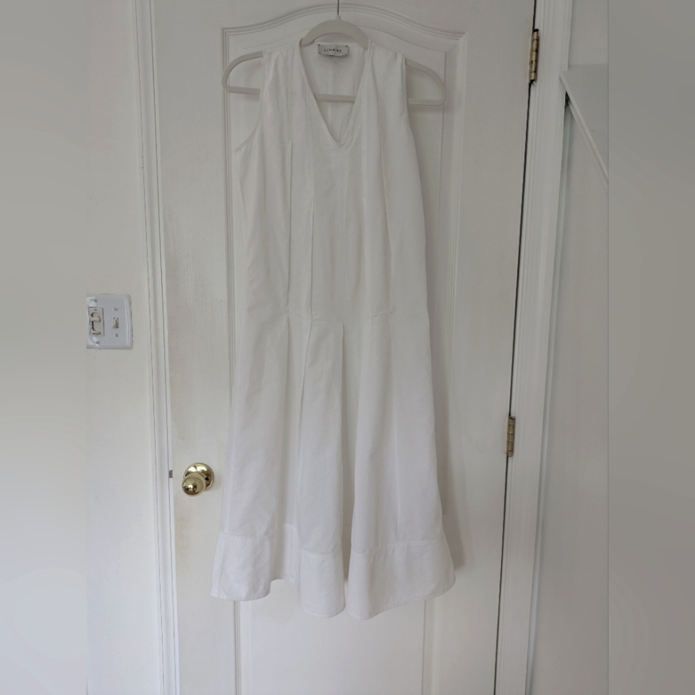 Lemaire White Cotton Pleated Sleeveless Midi Dress